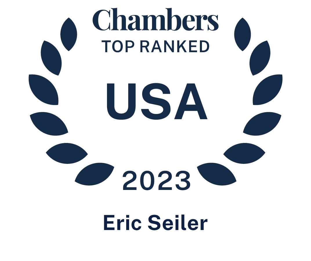 Logo that reads, "Chambers Ranked in USA 2023 Eric Seiler"
