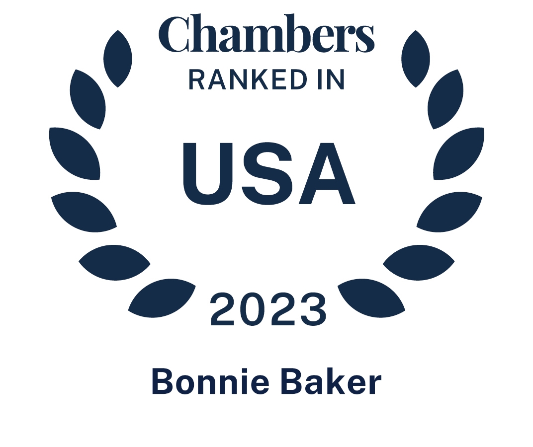 Logo that reads "Chambers Ranked in USA 2023 Bonnie Baker"