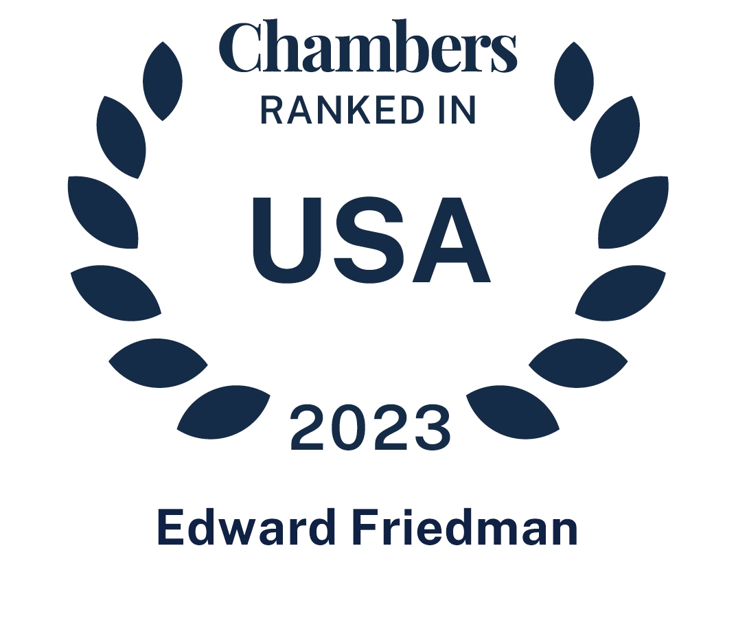 Logo that reads, "Chambers Ranked in USA 2023 Edward Friedman"