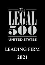 Badge that reads "The Legal 500 United States Leading Firm 2021"