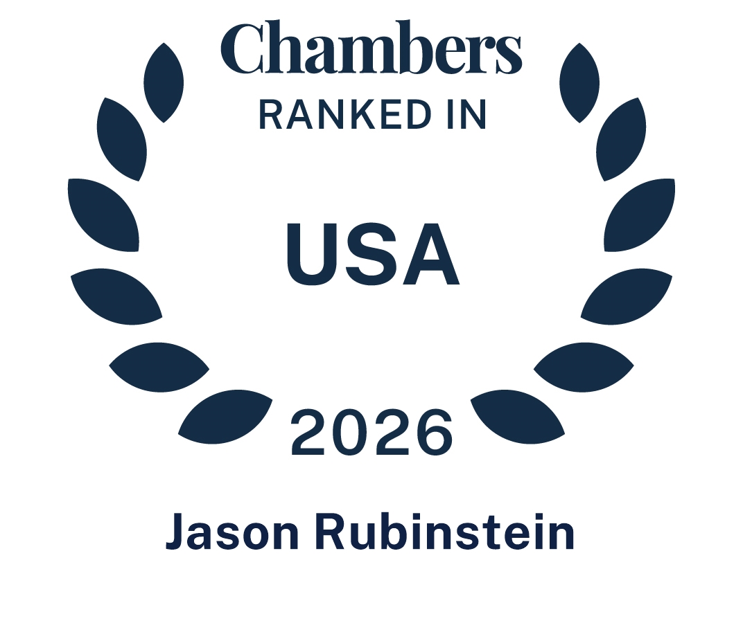 Badge that reads "Chambers Ranked in USA 2026 Jason Rubinstein"