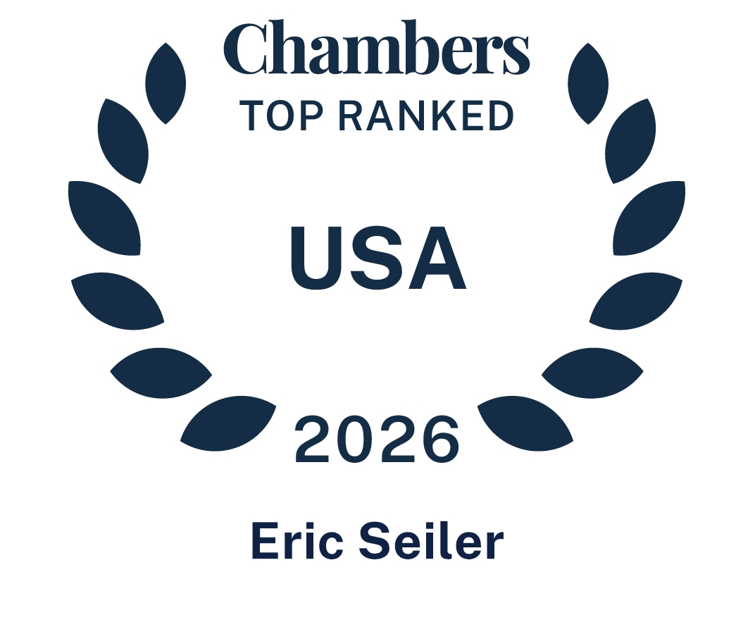 Badge that reads "Chambers Top Ranked USA 2026 Eric Seiler"